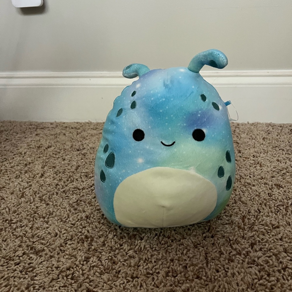 10-inch Squishmallows Blue and Green Stuffed Animal with Polka Dots